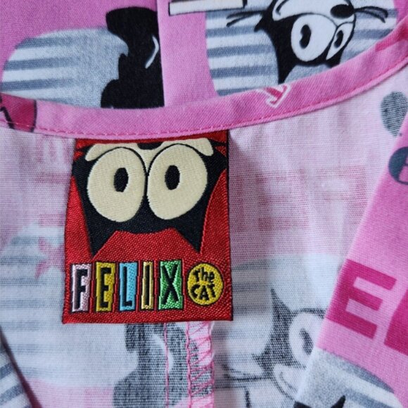 Scrub Nursing Top Lot of 2 Womens Med. Tinkerbell & Felix the Cat V Neck - Picture 8 of 12